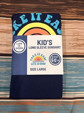 Life Is Good Unisex Large UPF 50 Navy Long-Sleeve Tee Graphic Boys Girls